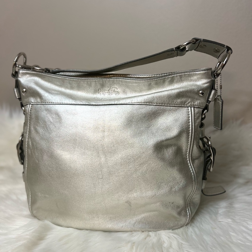 Coach Metallic Silver Shoulder Bag with dustbag excellent condition